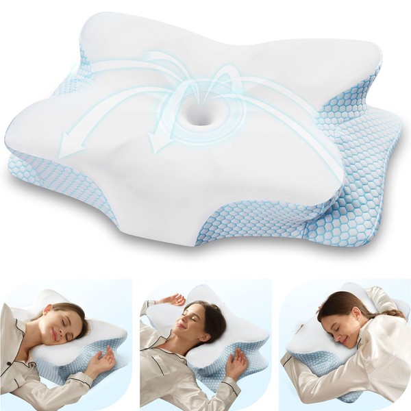 Avocahom Cervical Neck Pillow for Neck and Shoulder Pain Relief，Ergonomic