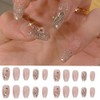 24 Pcs Long Ballerina French False Claw Glitter Rhinestone Ice