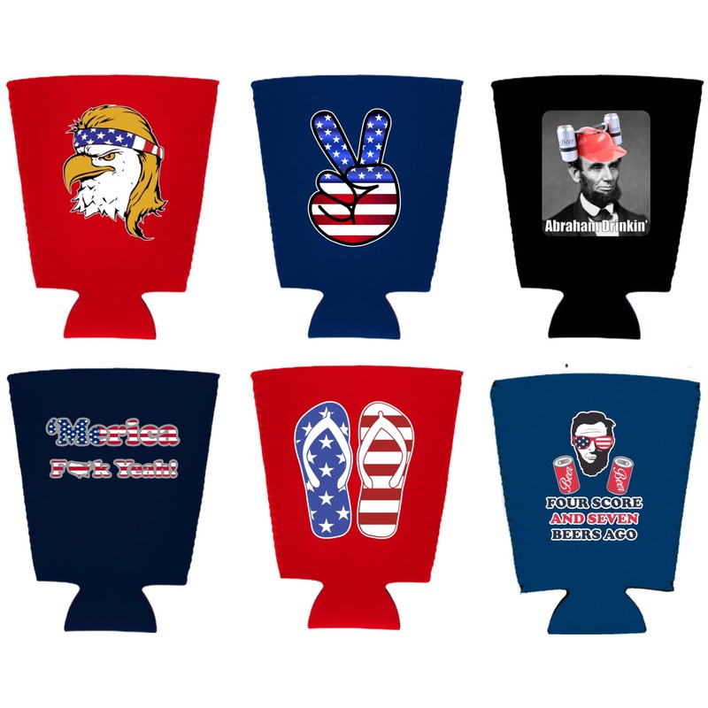 Patriotic USA Pint Glass Coolie Designs 6 Pack