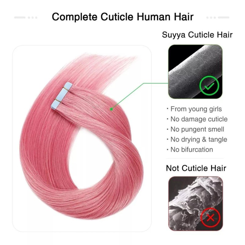 Suyya Extensiones Cabello Natural 20gr 14in Rosa Caliente