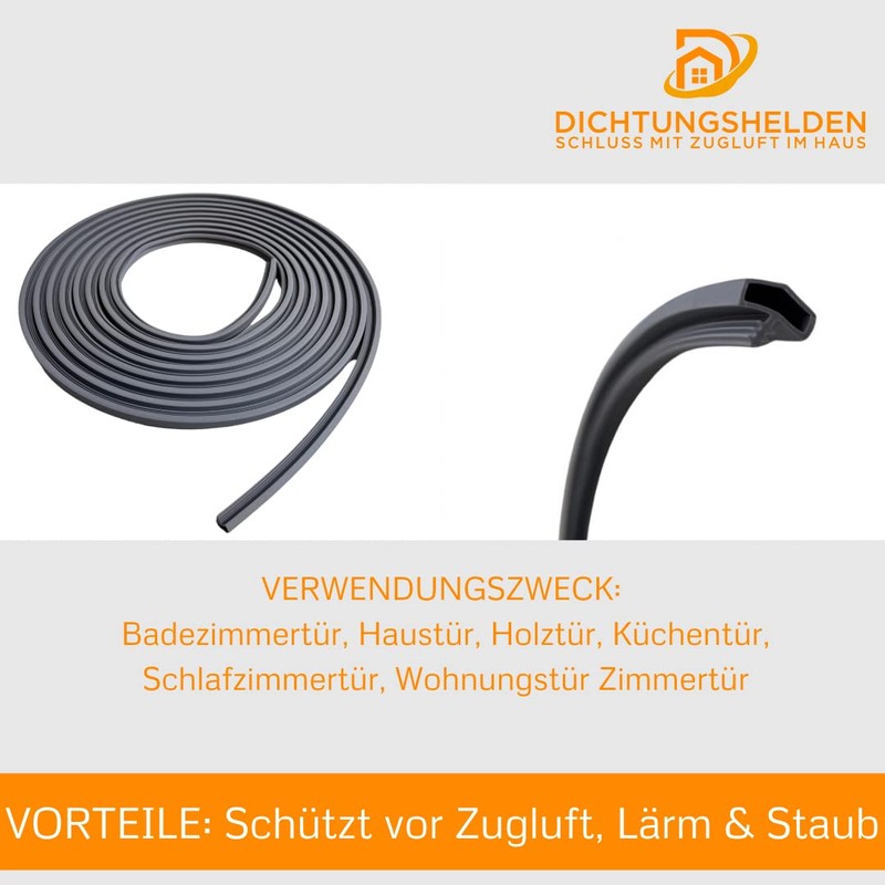 Room Door Seal 5 m Grey: 12 mm Rebate Width