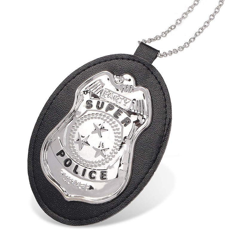 Beelittle Insignia de policía con cadena de policía, accesorio de