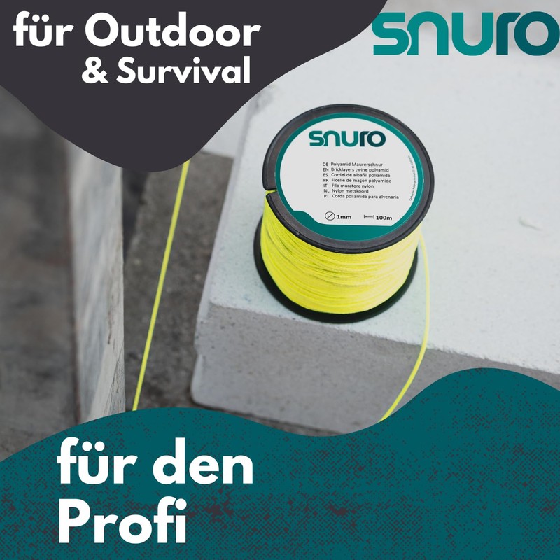 SNURO Nylon Rope (2 mm, 100 m, Yellow) - Robust