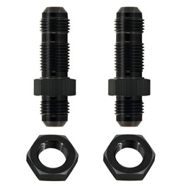 CNRAQR 6AN Male to Male Straight Bulkhead Flare Fitting Union Adapter Aluminum Black 2Pcs
