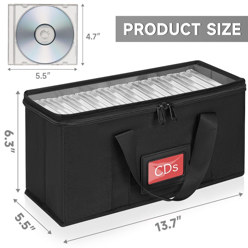 AKOZLIN 4-Pack CD Storage Box CD Case Holder with Transparent