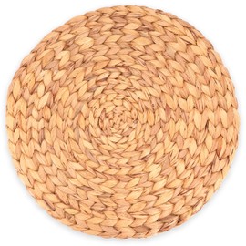 Decorasian Seaweed Water Hyacinth Placemat Set Wipe Clean, 35 cm, Round