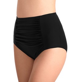 Joweechy Womens High Waisted Bikini Bottoms Retro Tummy Control Swim Shorts Swimming Briefs Swimwear XXL,Black