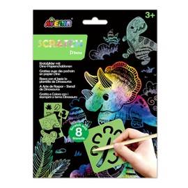 Scratch Book with Stencils - Dinosaur Theme, A Combination of Scratch Art and Stencils for Children Ages 3+, Arts and Crafts for Children, Green