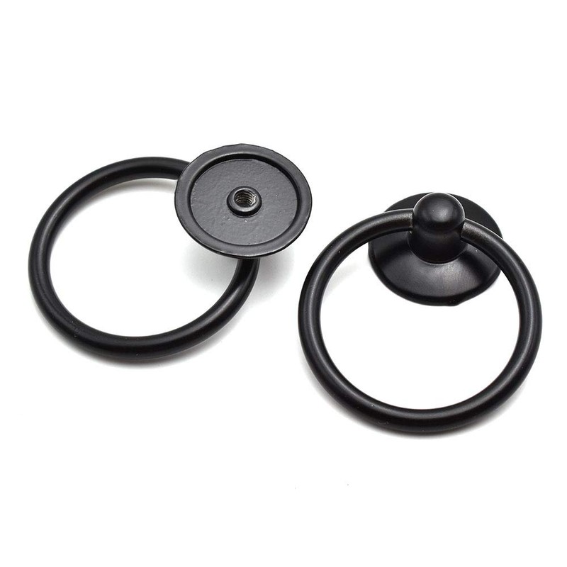 Aifeier ET Single Hole Metal Drop Ring Knobs Black Drawer