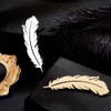 HOBBIESAY 2 Colours Elegant Feather Decorative Brooch Pin Stainless Steel