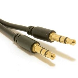 kenable Slimline PRO 3.5mm Jack to Jack Stereo Audio Cable Lead GOLD 2m Black [2 metres]