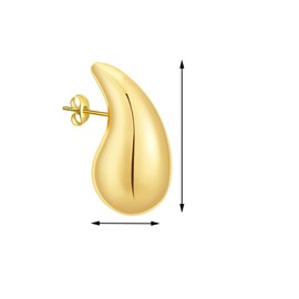 MXDHOKY 2 Pieces Thick Hoop Earrings for Women, Chunky Earrings, Drop Earrings, Lightweight Waterdrop Hollow Open Hoops, Hypoallergenic Earrings Fashion Jewellery for Women and Girls (Gold + Silver),