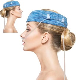Comfort Oxygen Nasal Cannula Headband, Oxygen Nasal Cannula Hairband，Elastic Oxygen Cannula Headband to Prevent Ear Soreness，Ear Protectors for Oxygen Tubing (Lake Blue)