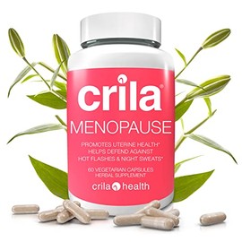 CRILA- Suplementos para la menopausia Crila Health para mujeres, 60 unidades. Alivio de la menopausia para sudores nocturnos y sofocos                