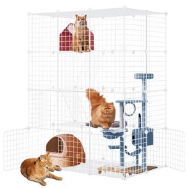 Large Cat Cage,DIY Cat Cage Enclosures Indoor Pet Home Small Animal House Detachable Playpen Metal Wire Kennels for 1-3 Cat