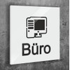 Türschild Büro Weiß Matt Selbstklebend UV Druck 12 x 12cm