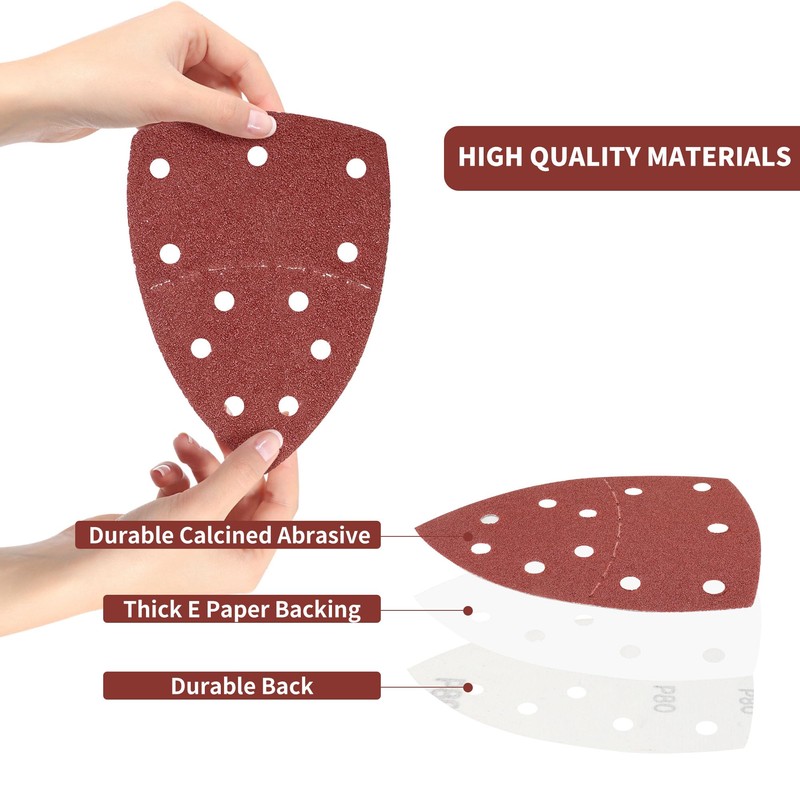 100 Pieces Mouse Sander Sheets, Triangle Hook and Loop Sanding