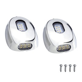 Besramtic Boat Docking Lights Marine Docking Lights LED Stainless Steel Surface Side Mount Waterproof for Pontoon 12 Volts 2 Pieces