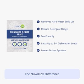 NuvoH2O CitraCharge Dishwasher Booster & Hard Water Buildup Remover – Multipurpose Citrus Cleaner for Dishwashers, Washing Machines, Toilets, Fixtures, and Glass