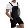 Runcati Mens Denim Shorts Bib Overall Jean Romper Casual Relaxed