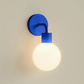 Poplight Wireless Wall Sconce (Shark Tank) Rechargeable & Dimmable LED Light w/App Control & Damage-Free Install, Moveable Modern Ambient Lighting for Elegant Home & Bedroom Decor | Blue