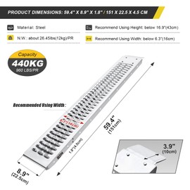 BEJONI 59" Loading Ramps for Pickup Trucks, Steel Loading Ramps for Riding Mower, 880Lbs Capacity Truck Ramps for Loading Motorcycle, Dirt Bike, Lawn Mower, ATV, Bicycle, Pack of 2