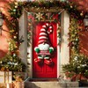Christmas Door Cover Gnome Stripes 35x71 Inch Polyester