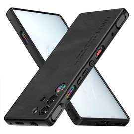 ASJDY Funda para Redmagic 10 Pro Case, TPU + Piel Sintética Funda Protección cámara (Negro)