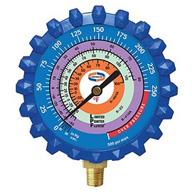 Uniweld G530LD 2-1/2" Blue/Low Pressure LPF Gauge W/Boot, (PSI °F) (R410A/R22/R404A)