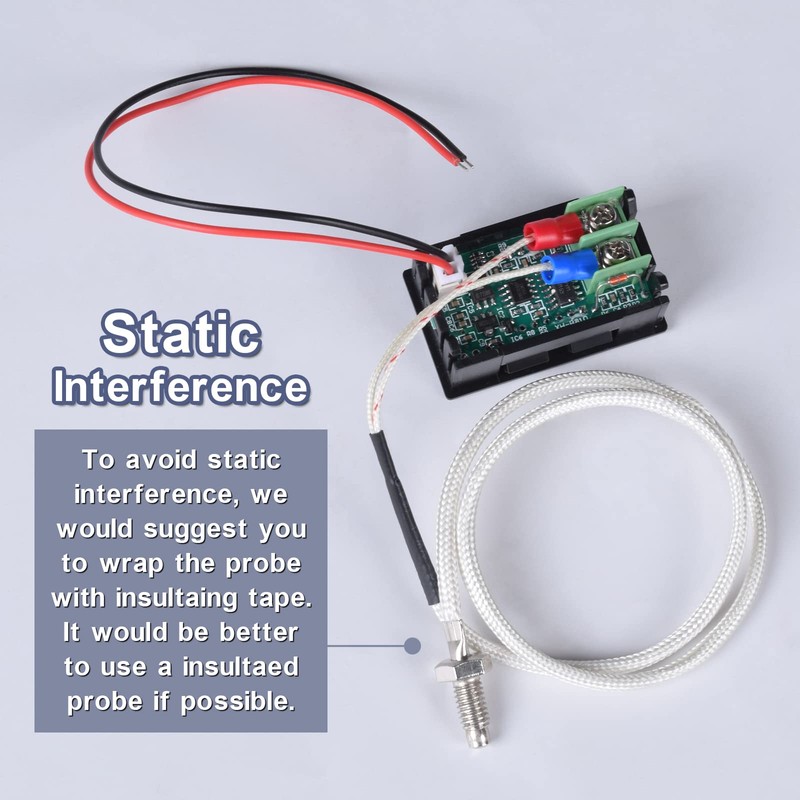 FBBULES LED Digital Thermometer with K-Type Thermocouple Probe, Waterproof, -30-800