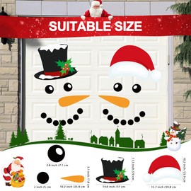 Coume 22 Pieces Merry Christmas Decorations Garage Door Decor Snowman Magnets Stickers Refrigerator Decal Face Set Reflective Car Magnetic for Xmas Holiday Fridge