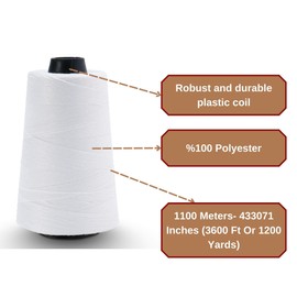 3600 ft Roll Thread Cones for Heavy Duty Bag Sewing Closer - Portable Electric Bag Sewing Machines Compatible High Strength Single-Ply Thread Set - Nylon, Bracelet Making, Burlap, Bag Closing(6)