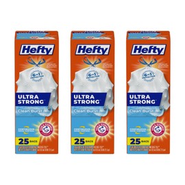 Hefty Ultra Strong Tall Kitchen Trash Bags, Clean Burst, 13 Gallon (25 Count (Pack of 3))