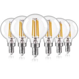ALAMPEVER G16.5 LED Light Bulb, Dimmable E12 LED Bulb 60W Equivalent, 550LM Small Globe Light Bulb for Vanities, Chandeliers, Ceiling Fans, Wall Sconces, 2700K Soft White, 6 Pack