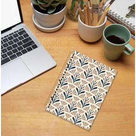 KRHFG 70s Art Deco Floral Spiral Notebook, Vintage Retro Cottagecore Flower Journals for Writing, Aesthetic Mid Century Modern Neutral Notebooks for Note Taking, 5.5x8.3 Inch