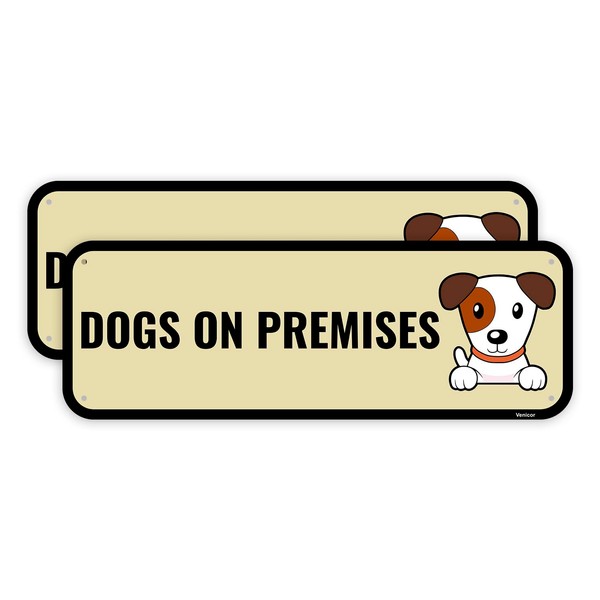 2PC Dog On Premises Sign, 10 x 3.5 Inches -