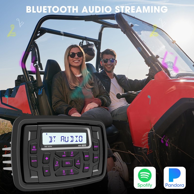 Bluetooth Golf Cart Stereo Receiver: DOVOX 12V Weatherproof Heavy-Duty Powersports