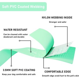 ZALER Dog Collar and Leash Set, Waterproof Adjustable Odor Proof Pet Collars Leashes for Large, Medium Small Dogs, 6FT Dog Leash with Airtag Dog Collar Holder and Dog Poop Bag Holder (L, Mint Green)