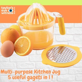 Taylors Eye Witness New Clean Eating Measuring Jug 600ml / 20 fl.oz - Multi-Function Kitchen Pourer. Plus Large & Small Citrus Lemon Squeezer, 2-Way Grater & Egg Separator. 2 Yr Guarantee