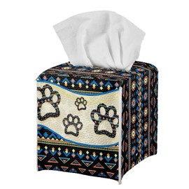 Sellikakes Aztec - Soporte para caja de pañuelos para patas de perro, organizador de papel facial para baño, mostrador de cambiador, oficina, coche