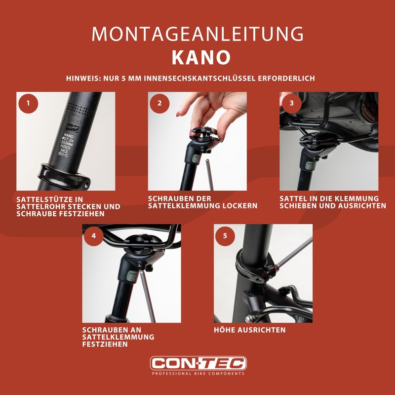 CONTEC Kano Bicycle Spring Seat Post, 31.6 mm Spring-Loaded Saddle