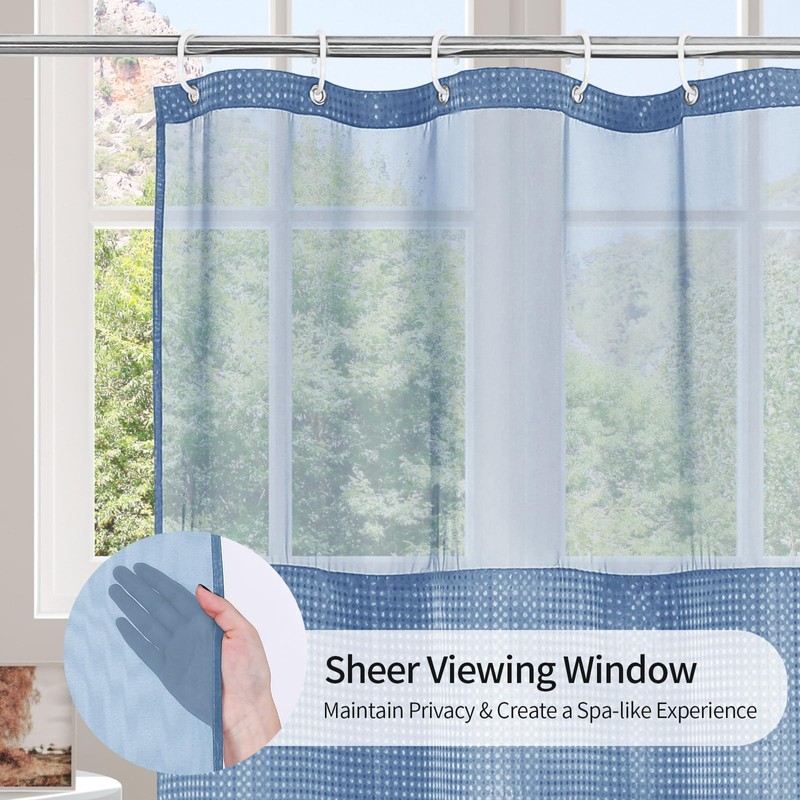 MitoVilla Blue Small Stall Shower Curtain 36 x 72, Narrow
