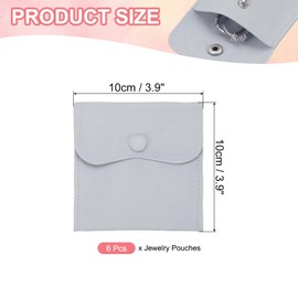 PATIKIL 4x4 Inch Jewelry Pouch, 6 Pcs Soft Velvet Pouches with Snap Button Portable Storage for Rings Necklace Bracelet Earring Watch, Light Blue