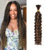 Deep Wave Human Braiding Hair for Boho Braids – 22 Inch 40g 1 Bundles/Pack Highlights Balayage Chocolate Brown to Caramel Blonde, 12A Brazilian Hair Bulk No Weft, Wet & Wavy Curly Knotless Extensions