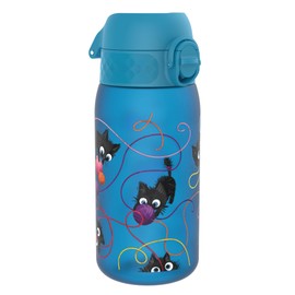Ion8 Kids Water Bottles, BPA Free, Leakproof, Dishwasher Safe, Easy Open, Secure Lock, Small Boys & Girls Water Bottle,Kids Drinks Bottle for Spill-free Drinking, Blue, Kittens, Cats, 350ml/12oz