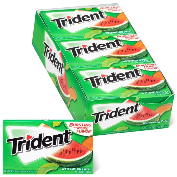 Trident Watermelon Twist Sugar Free Gum, 12 Packs of 14
