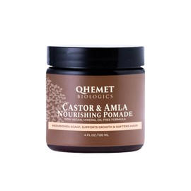 Qhemet Biologics Castor & Amla Nutritiva Pomada – Acondicionador vegano de pomada y cuero cabelludo con aceite de ricino y amla – Añade suavidad, flexibilidad y brillo a las mechas, las trenzas y el