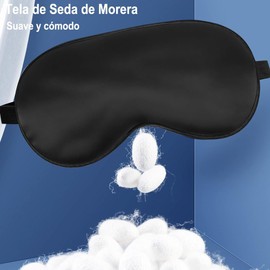 Antifaz para Dormir, Comodidad de Seda Suave Ajustable con Máscara para Dormir Adecuada para Viajar, Hombres y Mujeres de Oficina (Negro)