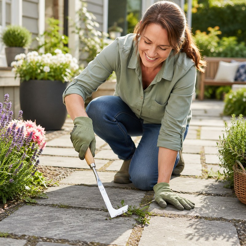 Crevice Weeding Tool for Patio Cracks – L-Shaped Stainless Steel