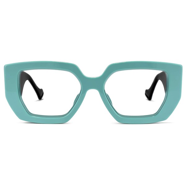 Zeelool Stylish Oversized Geometric Thick Blue Light Blocking Glasses for Women Reece ZOP606881-01 Green
